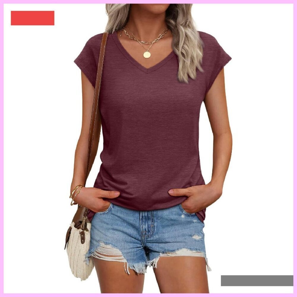V-Neck Blouse Women's Work Casual Tee Boho Fashion Top